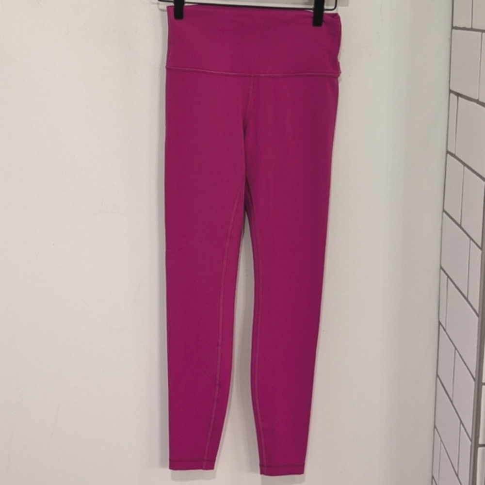 Lululemon Women's Wunder Train High Rise Tights Leggings 28" Hot Pink Size 6
